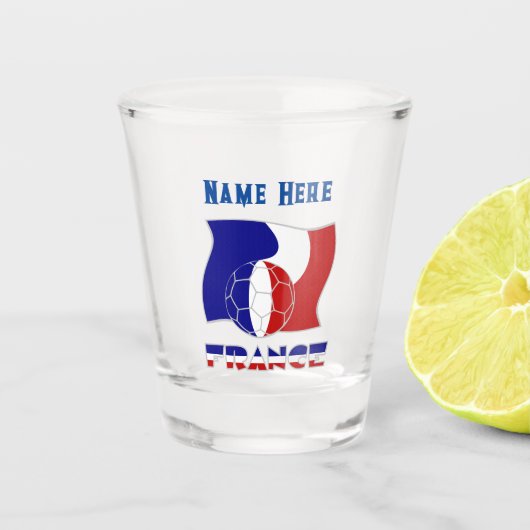 Franse Voetbal Bal Vlag Persoonlijk Shot Glas (Voorkant)