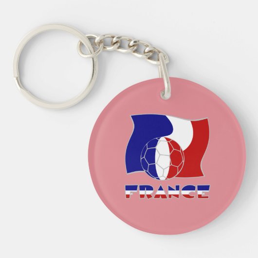Franse voetbalbal vlag  sleutelhanger (Voorkant)