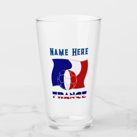 Franse Voetballen vlag gepersonaliseerd Glas (Voorkant)