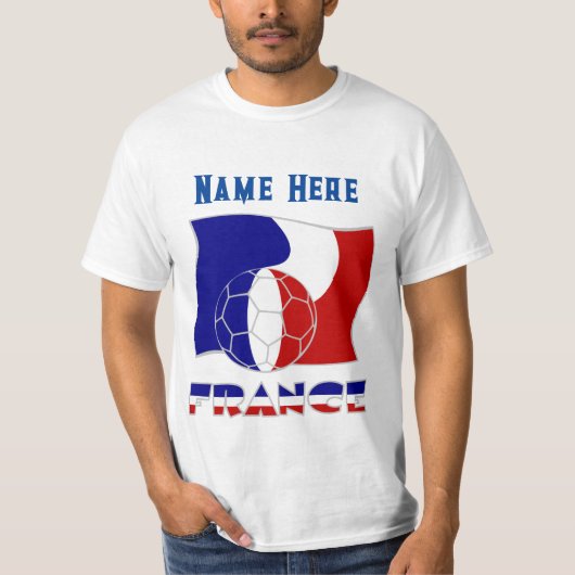 Franse Voetballen vlag gepersonaliseerd T-shirt (Voorkant)