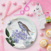 Franse Vogel Bloemen Collage Look Papieren Bordje (Feest)