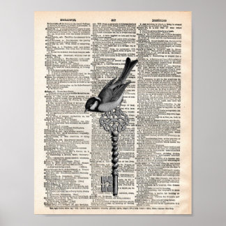 Franse vogel en sleutelwoordenboek Poster