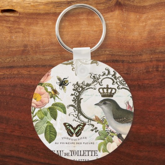  Franse vogel met kroon-sleutelhanger Sleutelhanger (Voorkant)