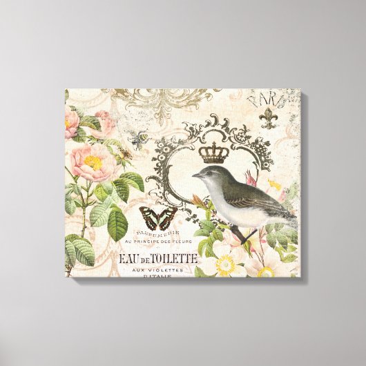 Franse vogel met kroon uitgerekt doek Canvas Afdruk (Voorkant)