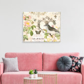 Franse vogel met kroon uitgerekt doek Canvas Afdruk (Insitu (Woonkamer))