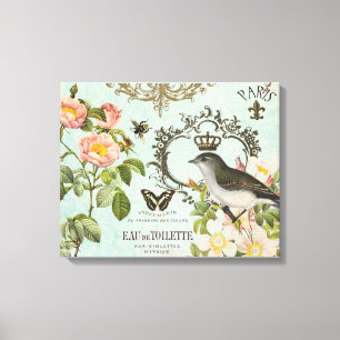  Franse Vogel met kroon uitgerekt doek Canvas Afdruk