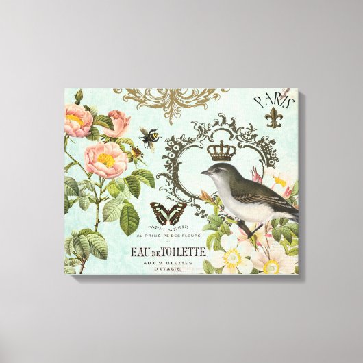  Franse Vogel met kroon uitgerekt doek Canvas Afdruk (Voorkant)