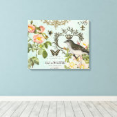  Franse Vogel met kroon uitgerekt doek Canvas Afdruk (Insitu (Houten vloer))