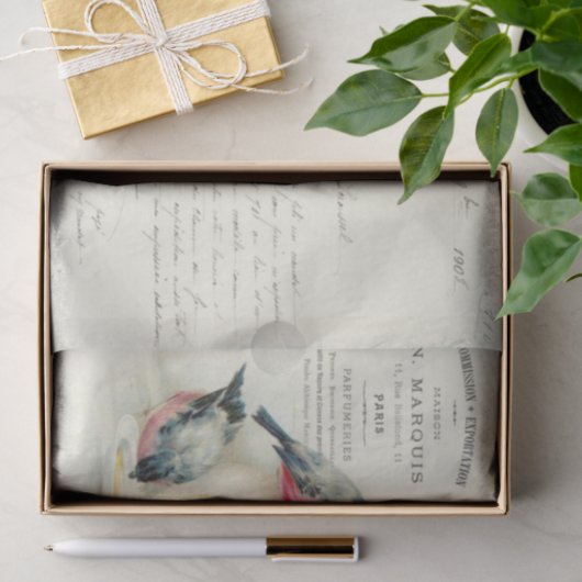  Franse vogelbrieven en liefdesbrieven Tissuepapier (Geschenk)