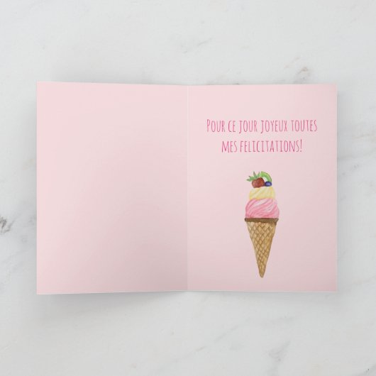 Franse vogeldagse Waterverf Ice Cream Kaart (Binnen)