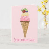 Franse vogeldagse Waterverf Ice Cream Kaart (Gele Bloem)
