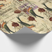 Franse vogelgriep - Spaans grijs script stempels Cadeaupapier (Hoek)