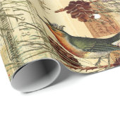 Franse vogelgriep - Spaans grijs script stempels Cadeaupapier (Rol Hoek)