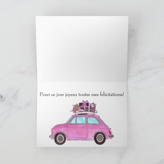 Franse vogelretro Fiat 500 Kaart (Binnen)