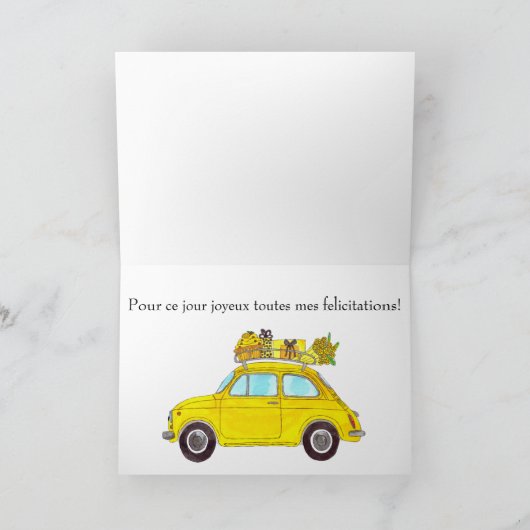 Franse vogelretro Fiat 500 Kaart (Binnen)