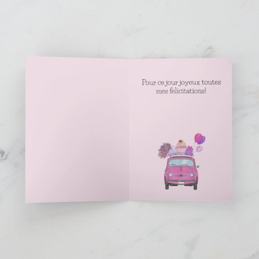 Franse vogelretro Fiat 500 Kaart (Binnen)