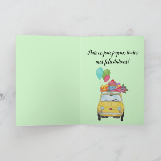 Franse vogelretro Fiat 500 Kaart (Binnen)