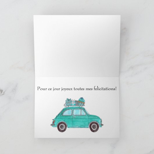 Franse vogelretro Fiat 500 Kaart (Binnen)