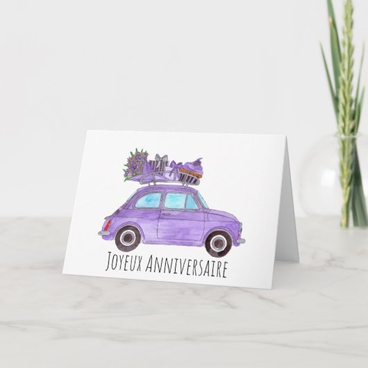 Franse vogelretro Fiat 500 Kaart (Voorkant)