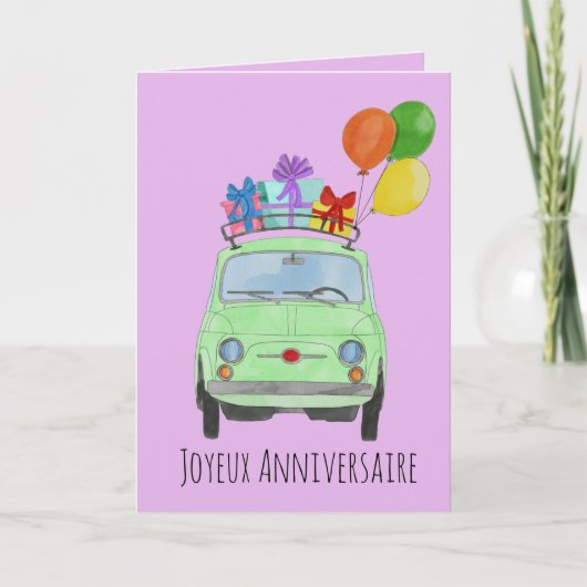 Franse vogelretro Fiat 500 Kaart (Voorkant)