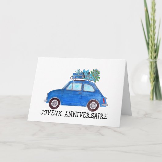 Franse vogelretro Fiat 500 Kaart (Voorkant)