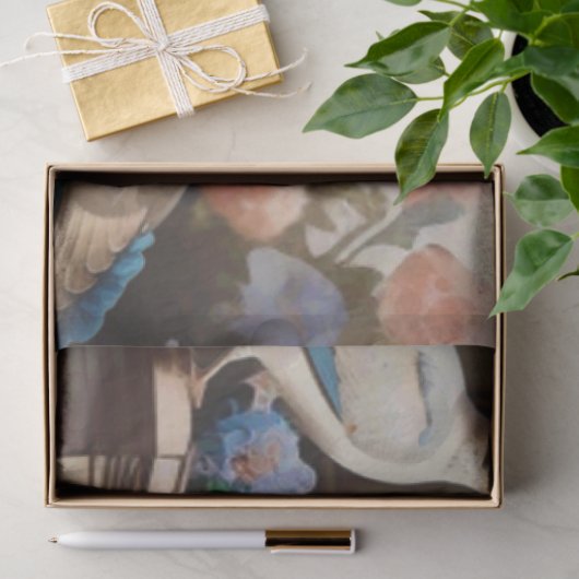 Franse vogels blauw tissuepapier (Geschenk)