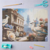 Franse vogels blauw tissuepapier (Craft)