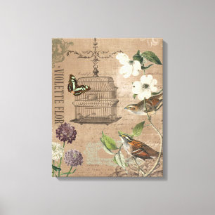  Franse vogels en tuindoek Canvas Afdruk