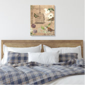  Franse vogeltjes en tuin uitgerekt canvas Afdruk (Insitu (Slaapkamer))