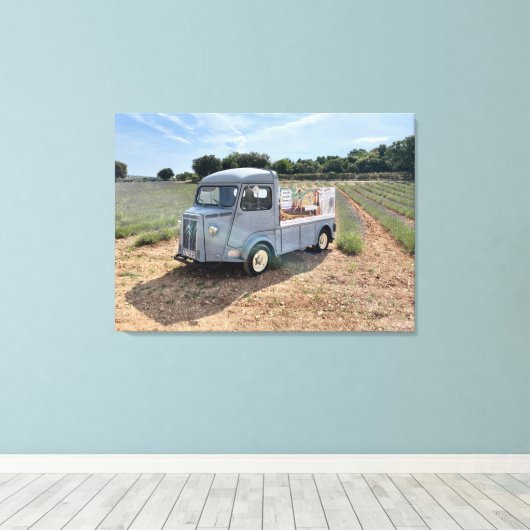 Franse vrachtwagen in Lavender Field Canvas Afdruk (Insitu (Houten vloer))