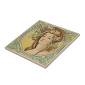Franse Vrouw Art Nouveau Ceramic Tegeltje (Zijkant)