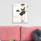 Franse vrouw Drink rode wijn Canvas Afdruk (Insitu (Woonkamer))