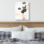 Franse vrouw Drink rode wijn Canvas Afdruk (Insitu (Slaapkamer))