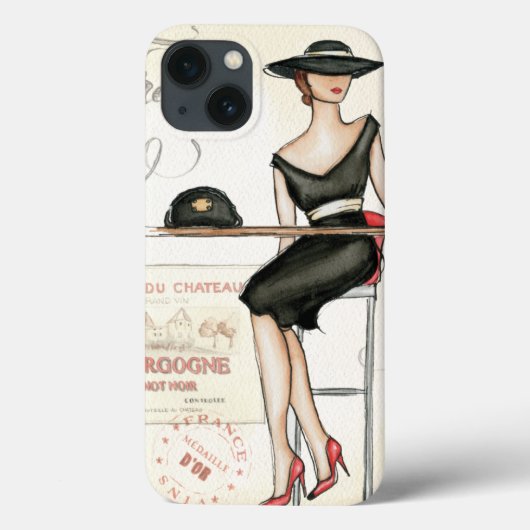 Franse vrouw Drink rode wijn Case-Mate iPhone Case (Achterkant)