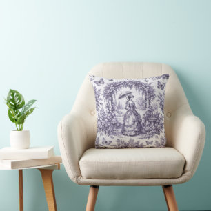 Franse vrouw in een tuin Toile de Jouy Kussen
