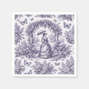 Franse vrouw in een tuin Toile de Jouy Servet