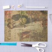 Franse  vrouw, Man en ontkoppeling van paarden Tissuepapier (Craft)