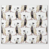 Franse  vrouw met wijn op Blush Pink Cadeaupapier (Vlak)