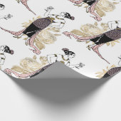 Franse  vrouw met wijn op Blush Pink Cadeaupapier (Hoek)