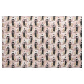 Franse  vrouw met wijn op Blush Pink Stof (Fat Quarter)