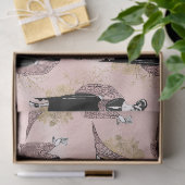 Franse  vrouw met wijn op Blush Pink Tissuepapier (Geschenk)