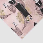 Franse  vrouw met wijn op Blush Pink Tissuepapier (Detail)