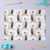 Franse  vrouw met wijn op Blush Pink Tissuepapier (Craft)