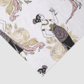 Franse  vrouw met wijn op Blush Pink Tissuepapier (Detail)