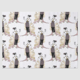 Franse  vrouw met wijn op Blush Pink Tissuepapier