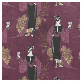 Franse  vrouw met wijn op maroon stof