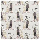 Franse  vrouw met wijn op wit stof (Swatch)