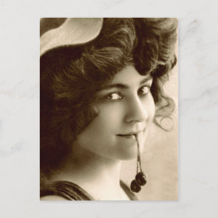 Franse vrouw met zoete kersen Briefkaart