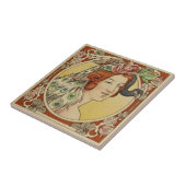  Franse vrouw Red Art Nouveau Tegeltje (Zijkant)