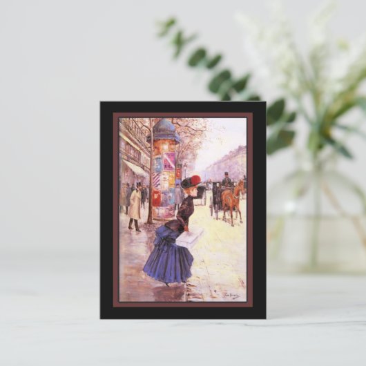  Franse vrouw winkelen Briefkaart (Staand voorkant)